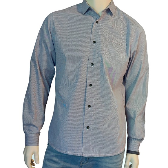 Descendant of Thieves Des Ladro Shirt 100% Cotton Micro Gingham Check Excellent - Picture 2 of 15